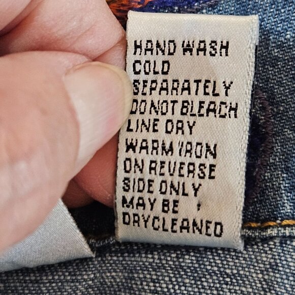 Chicos Design Embroidered Denim Jacket Size Medium 1 Boho Floral Artsy Blue - Picture 9 of 11